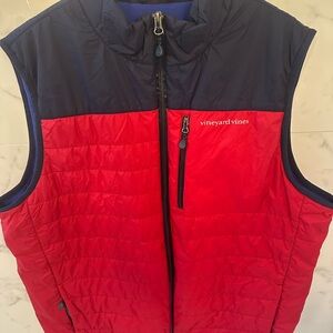 Vineyard Vines Performance Vest Men’s Large Red Navy Full Zip
